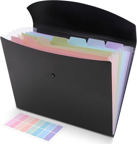 SKYDUE Cute Accordion File Organizer, Expanding File Folder with 8 Pockets, Document Organizer with Colorful Tabs for School, Office, Hospital Tax, Receipts Storage Letter/A4 Size Pink in Kuwait
