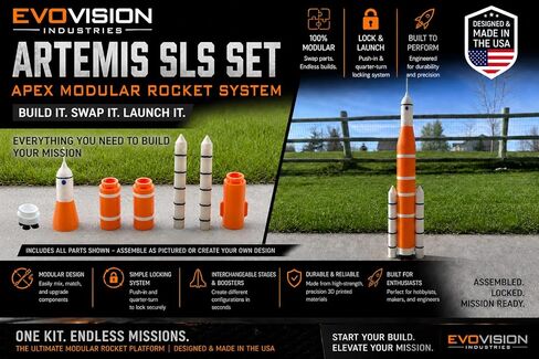 مجموعة Artemis SLS – نظام الصواريخ المعياري APEX | نموذج صاروخي قابل للبناء مستوحى من ناسا مع أجزاء قابلة للتبديل وخيارات العرض | صناعات إيفوفيجن in Kuwait