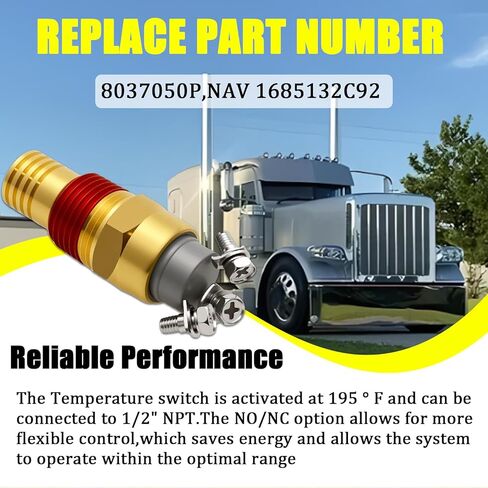 195 Degree NO/NC Temperature Switch Compatible with 1/2" NPT Trucks,Trailers & Buses Replace for 8037050P,NAV 1685132C92 in Kuwait