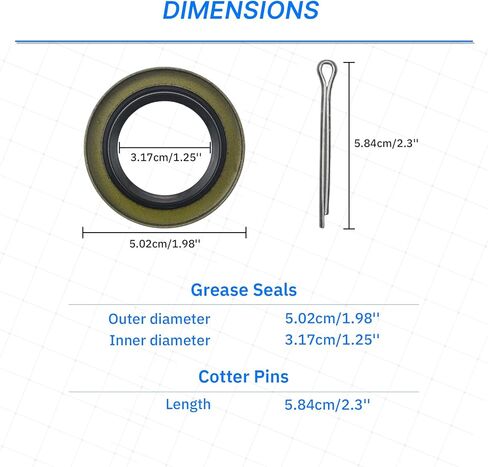 4pcs ID 1.249" x OD 1.983" Trailer Axle Hub Wheel Grease Seals with 4pcs Cotter Pins for 12192TB, 470706, AD1836FO 2000-2200lb BT8 Spindle E-Z Lube Axles in Kuwait
