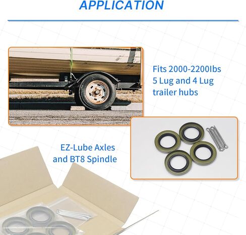 4pcs ID 1.249" x OD 1.983" Trailer Axle Hub Wheel Grease Seals with 4pcs Cotter Pins for 12192TB, 470706, AD1836FO 2000-2200lb BT8 Spindle E-Z Lube Axles in Kuwait