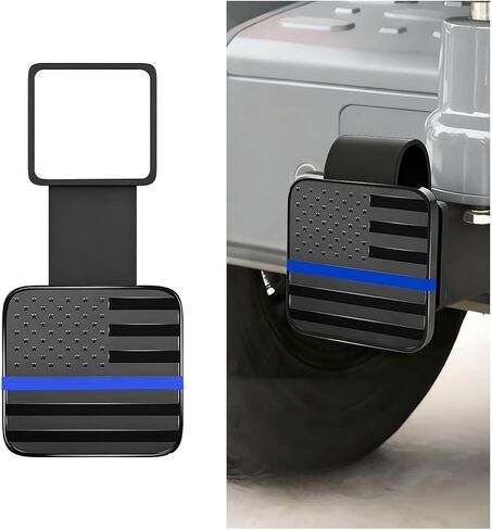 2 Inch Trailer Hitch Cover, American Flag Vehicle Square Mouth Protection Hook Dust-Proof Plug Cap, Auto Receiver Tube Hitch Plug Insert Accessories, Universal for SUV Truck RV (Black in Kuwait