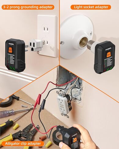 Circuit Breaker Finder and GFCI Outlet Tester - Digital Receiver with Color Screen & NCV Detection for Home Electrical Safety Including Carrying Case and Adapters 90-135V AC Circuits - FTCT02 in Kuwait