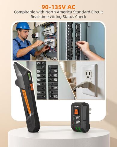 Circuit Breaker Finder and GFCI Outlet Tester - Digital Receiver with Color Screen & NCV Detection for Home Electrical Safety Including Carrying Case and Adapters 90-135V AC Circuits - FTCT02 in Kuwait