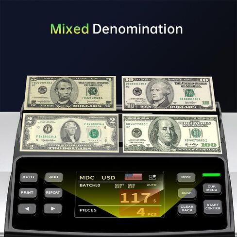 جهاز عد النقود بفئات مختلطة BillMaster B70 - مستشعر صور بتقنية الاتصال من فئة البنك CIS/UV/MG/IR/DD كاشف مزيف - شاشة تعمل باللمس - متوافق مع الطابعة - عداد نقدي للأعمال - فريق الخدمة الأمريكي in Kuwait