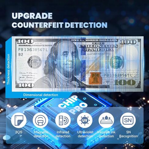 CGOLDENWALL Money Counter Machine Mixed Denomination,Bank Grade Cash Counter 2CIS/UV/IR/MG Counterfeit Detection,Serial Number,MUL Currency Value Counting, Sort&Printer Compatible Bill Counter,1500N/M in Kuwait