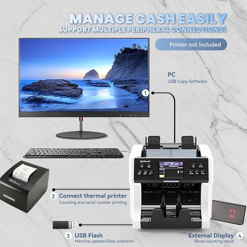 CGOLDENWALL Money Counter Machine Mixed Denomination,Bank Grade Cash Counter 2CIS/UV/IR/MG Counterfeit Detection,Serial Number,MUL Currency Value Counting, Sort&Printer Compatible Bill Counter,1500N/M in Kuwait