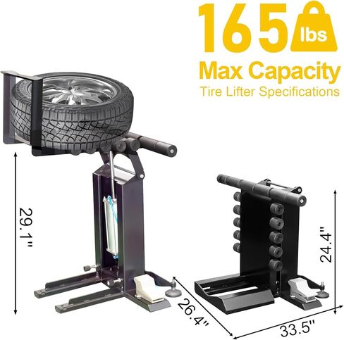 A A IN Pneumatic Tire Lifter for Tire Changer, Air-Powered Tire Lifting Tool for Changing Tires, 165lbs Max Capacity Wheel Lifter with Rollers for Moving Tires onto Tire Changing Machine in Kuwait