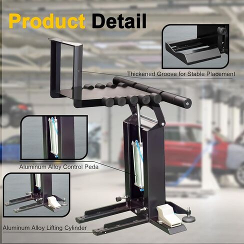 A A IN Pneumatic Tire Lifter for Tire Changer, Air-Powered Tire Lifting Tool for Changing Tires, 165lbs Max Capacity Wheel Lifter with Rollers for Moving Tires onto Tire Changing Machine in Kuwait