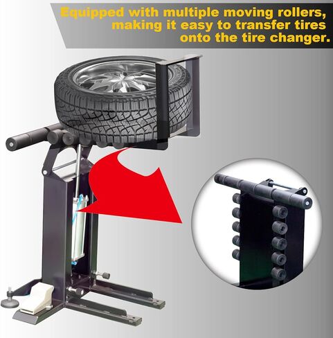 A A IN Pneumatic Tire Lifter for Tire Changer, Air-Powered Tire Lifting Tool for Changing Tires, 165lbs Max Capacity Wheel Lifter with Rollers for Moving Tires onto Tire Changing Machine in Kuwait