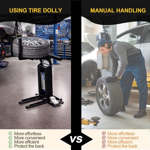 A A IN Pneumatic Tire Lifter for Tire Changer, Air-Powered Tire Lifting Tool for Changing Tires, 165lbs Max Capacity Wheel Lifter with Rollers for Moving Tires onto Tire Changing Machine in Kuwait