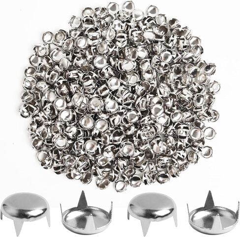 SBYURE 200 Pcs 12mm Silver Studs for Clothing Four-jaw Round Punk Spikes Pyramid Studs Rivets for Shoes, Jackets, Backpacks Leather Crafting in Kuwait