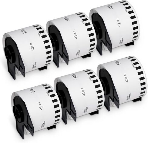 BETCKEY - Removable Film Label Replacement for Brother DK-2205 (2-3/7" x 100'), Durable Waterproof Continuous Label, Use with Brother QL Printers [6 Rolls] in Kuwait