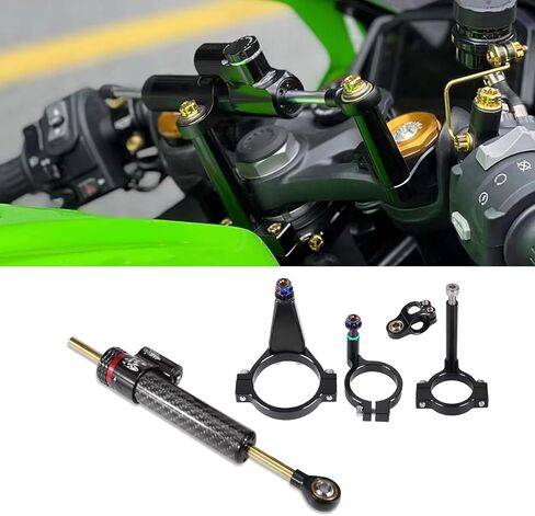 ل ZX-4R ZX-4RR ZX-25R zx4r zx4rr zx25r 2025 2024 2023 اكسسوارات جديدة التيتانيوم حاكم دراجة نارية التوجيه المثبط عازلة امتصاص الصدمات امتصاص الصدمات استقرار (أ) in Kuwait