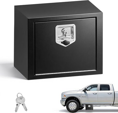 صندوق أدوات شاحنة VEVOR Underbody، مقاس 27 × 10 × 10 بوصة، صندوق تخزين مقطورة فولاذي شديد التحمل مع قفل ومفاتيح، منظم تخزين مقطورة مقاوم للماء أسفل صندوق الجسم مع مقبض على شكل حرف T للشاحنة والشاحنة وسيارات الدفع الرباعي باللون الأسود in Kuwait