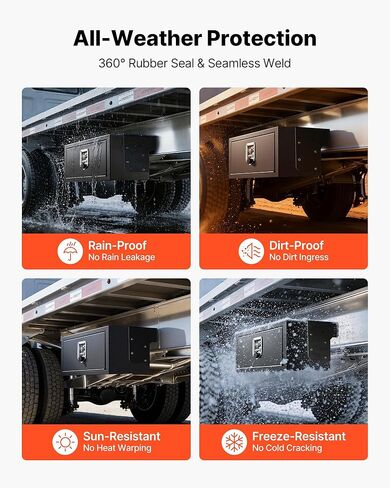 صندوق أدوات شاحنة VEVOR Underbody، مقاس 27 × 10 × 10 بوصة، صندوق تخزين مقطورة فولاذي شديد التحمل مع قفل ومفاتيح، منظم تخزين مقطورة مقاوم للماء أسفل صندوق الجسم مع مقبض على شكل حرف T للشاحنة والشاحنة وسيارات الدفع الرباعي باللون الأسود in Kuwait