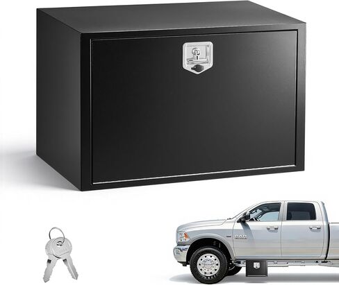 صندوق أدوات شاحنة VEVOR Underbody، مقاس 27 × 10 × 10 بوصة، صندوق تخزين مقطورة فولاذي شديد التحمل مع قفل ومفاتيح، منظم تخزين مقطورة مقاوم للماء أسفل صندوق الجسم مع مقبض على شكل حرف T للشاحنة والشاحنة وسيارات الدفع الرباعي باللون الأسود in Kuwait