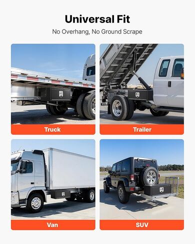صندوق أدوات شاحنة VEVOR Underbody، مقاس 27 × 10 × 10 بوصة، صندوق تخزين مقطورة فولاذي شديد التحمل مع قفل ومفاتيح، منظم تخزين مقطورة مقاوم للماء أسفل صندوق الجسم مع مقبض على شكل حرف T للشاحنة والشاحنة وسيارات الدفع الرباعي باللون الأسود in Kuwait