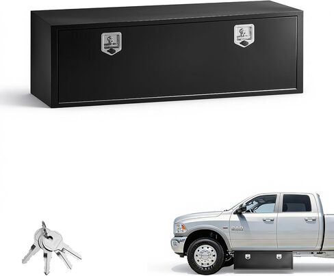 صندوق أدوات شاحنة VEVOR Underbody، مقاس 27 × 10 × 10 بوصة، صندوق تخزين مقطورة فولاذي شديد التحمل مع قفل ومفاتيح، منظم تخزين مقطورة مقاوم للماء أسفل صندوق الجسم مع مقبض على شكل حرف T للشاحنة والشاحنة وسيارات الدفع الرباعي باللون الأسود in Kuwait