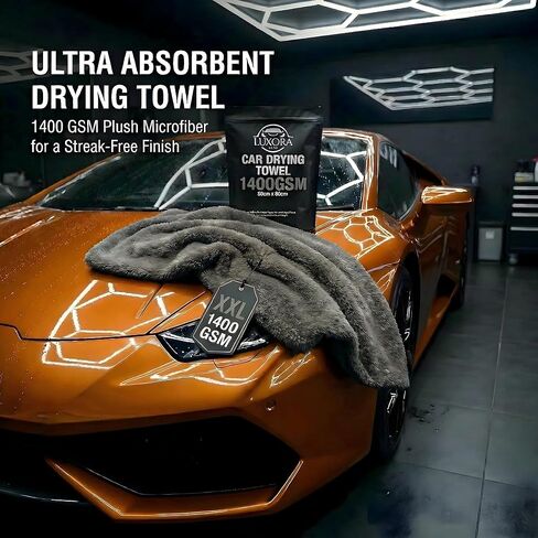 Car Drying Towel Extra Large 36" x 24" 1400 GSM Twisted Loop Microfibre - Charcoal Drying Towel Car Detailing, Double-Sided Edgeless Design, Super Absorbent, Durable Machine Washable and Lint-Free in Kuwait