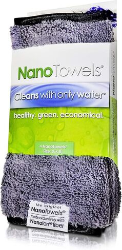 Life Miracle Nano Towels Minis - Amazing Eco Fabric that Cleans Virtually Any Surface with Only Water. Travel Size. No More Paper Towels Or Toxic Chemicals. 4-Pack (8x8, Grey) in Kuwait