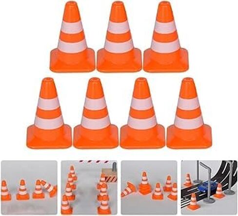 28Pcs Orange Miniature Road Cone Orange Mini Traffic Cones Plastic Sign Road Cone Toy Roadblock Cone Sign Model Photo Prop Educational for Kids Small Cones Construction Cones, Safety Barriers in Kuwait