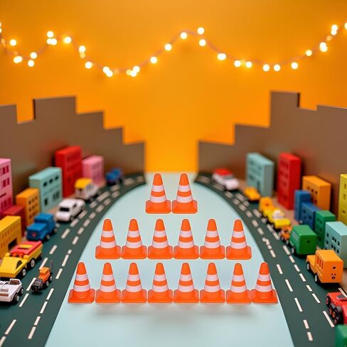 14 Pcs Miniature Road Cone Orange Mini Traffic Cones Plastic Sign Road Cone Toy Roadblock Sign Model Photo Prop Educational for Kids Small Orange Construction,Safety,Safety Barriers in Kuwait