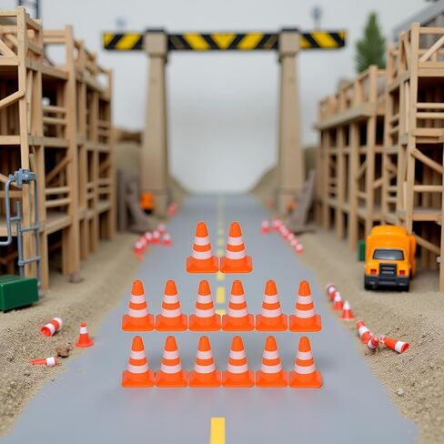 14 Pcs Miniature Road Cone Orange Mini Traffic Cones Plastic Sign Road Cone Toy Roadblock Sign Model Photo Prop Educational for Kids Small Orange Construction,Safety,Safety Barriers in Kuwait