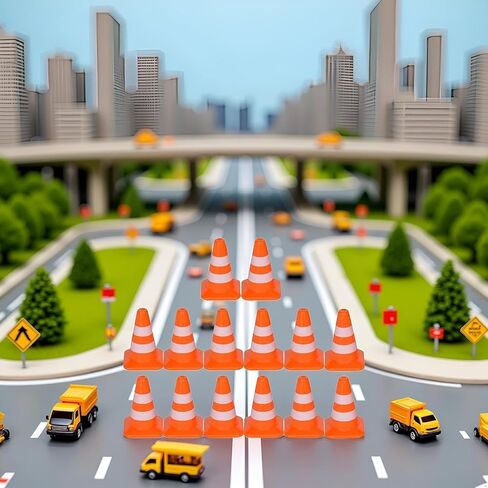 14 Pcs Miniature Road Cone Orange Mini Traffic Cones Plastic Sign Road Cone Toy Roadblock Sign Model Photo Prop Educational for Kids Small Orange Construction,Safety,Safety Barriers in Kuwait