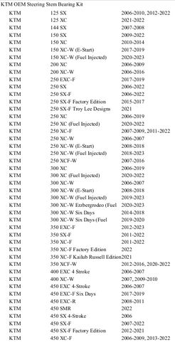 KTM OEM STEARING Head REP. KIT | (As Required) Compatible with 250 SX-F/450 XC-F/125/250 SX 2006-2022/350 SX-F/XC-F 2011-2022/450 SX-F/250 XC-F 2007-2022/250/300 XC-W 2006-2023 - 54201081144 in Kuwait