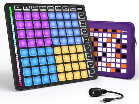 آلة صانع ضربات الوسادة MIDI مع 64 وسادة RGB حساسة للسرعة، وحدة تحكم MIDI محمولة 8 * 8 آلة ضرب بإضاءة خلفية مع وضع سهل للمبتدئين في إنتاج الموسيقى، TempoPAD Z-1 in Saudi Arabia