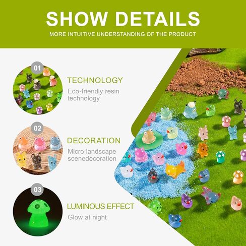 52pcs Mini Resin Animal Figures Bulk Duck Mushroom Frog Tiny Resin Animals Little Small Figures Miniatures for Party Favors Bag Fillers Dollhouse Decor in Saudi Arabia