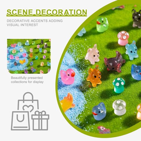 52pcs Mini Resin Animal Figures Bulk Duck Mushroom Frog Tiny Resin Animals Little Small Figures Miniatures for Party Favors Bag Fillers Dollhouse Decor in Saudi Arabia