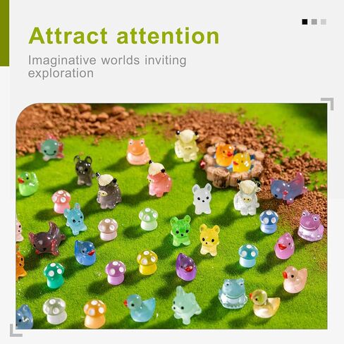 52pcs Mini Resin Animal Figures Bulk Duck Mushroom Frog Tiny Resin Animals Little Small Figures Miniatures for Party Favors Bag Fillers Dollhouse Decor in Saudi Arabia