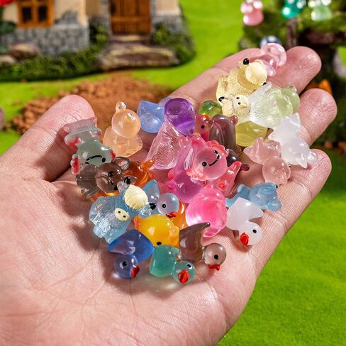 52pcs Mini Resin Animal Figures Bulk Duck Mushroom Frog Tiny Resin Animals Little Small Figures Miniatures for Party Favors Bag Fillers Dollhouse Decor in Saudi Arabia