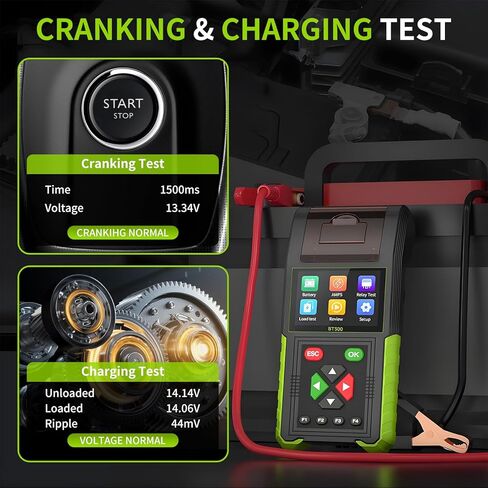 BT500 12V 24V Car Battery Tester, 100-2000 CCA Automotive Battery Load Tester, Digital Battery Analyzer with Built-in Printer for Cranking Charging System Test, for Cars Trucks Motorcycles Boats in Kuwait