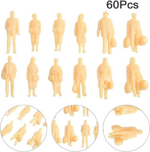 1:87 HO Scale Model Railroad Figures 60 Pack Unpainted Plastic Standing People for Train Set Layouts Diorama Scenery Construction Accessories Random Styles in Saudi Arabia