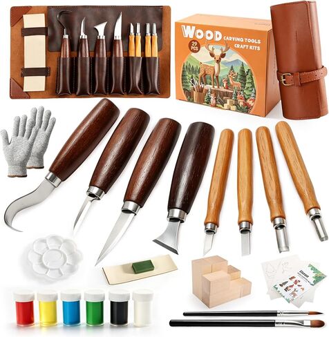 Wood Carving Kit for Beginners - Whittling Kit with Wood Blocks for Kids - Carving Tools for Beginners - Hobbies for Women and Men - Arts and Crafts for Adults - Gift for Girls and Boys - in Kuwait