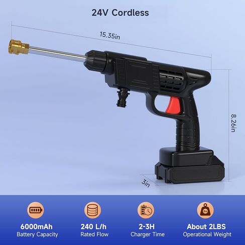 Topteng Power Blaster Plus مسدس رش الماء الكهربائي المحمول وخرطوم أداة تنظيف غسالة السيارات للشرفات والنوافذ والجدران الخارجية والأرضيات والأسوار والحدائق والحمامات in Kuwait