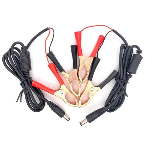 5.5x2.1mm DC Barrel Plug to Large Alligator Crocodile Clips Cable 1 Meter Long with Ferrite Core Connect to 12V Batteries(Pack of 2) in Kuwait
