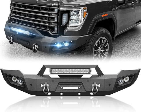 YZONA for Silverado & Sierra 1500 المصد الخلفي متوافق مع 2019 2020 2021 2022 2023 2024 Chevy شيفروليه سيلفرادو 1500 وGMC Sierra 1500 مع أضواء LED وفتحات استشعار وحلقات D ودرع قابل للطلاء in Kuwait