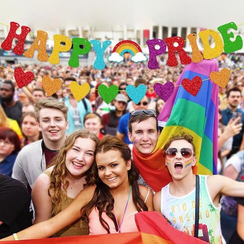 Happy Pride Banner Pride Month Decoration LGBTQ+ Decor Rainbow Party Decor Peace Love Pride Hope Diversity Equality Queer History Celebration Party Supplies in Kuwait