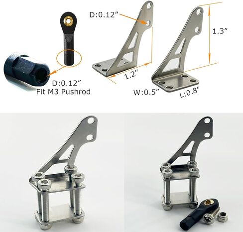 6 Sets Stainless Steel Control Horns L20×W12×H33mm 2 Holes Positions Control Horn for RC Airplane KT Model Plane Parts Accessories with Screw Nut and Ball Head End in Kuwait
