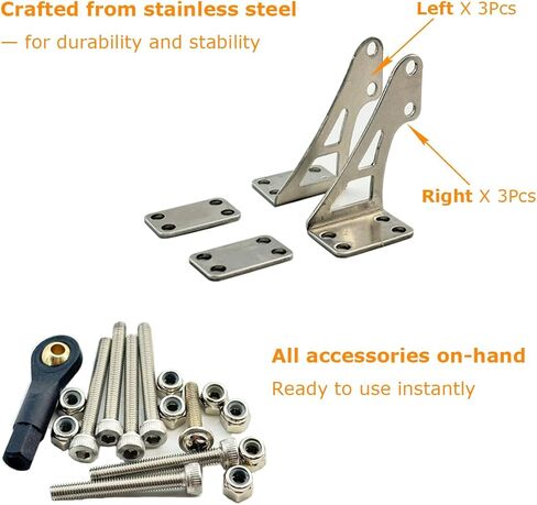 6 Sets Stainless Steel Control Horns L20×W12×H33mm 2 Holes Positions Control Horn for RC Airplane KT Model Plane Parts Accessories with Screw Nut and Ball Head End in Kuwait