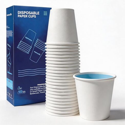12OZ Disposable Paper Coffee Cups (100 Pack), Hot Coffee Paper Cups, Leak-Proof, Extra-Thick，Idea for Home, Office, Cafés | White in Saudi Arabia