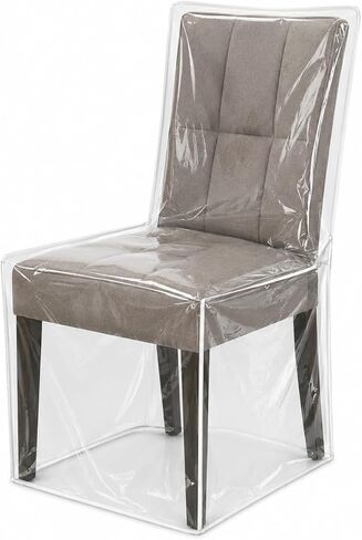 SIWUTIAO 4 Pack Full-Size Plastic Dining Chair Covers,Clear PVC Seat Protectors for Dining Room, Waterproof and Dustproof Chair Slipcover in Saudi Arabia