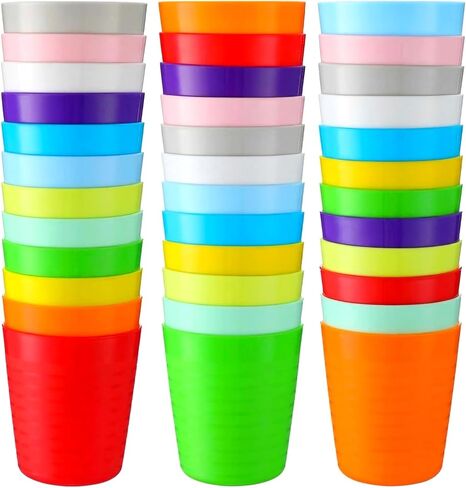 Eccliy Toddler Cups Kids Cups 8 oz Plastic Cups Reusable Cups Unbreakable Plastic Drinking Cups Tumblers for Kids Baby Toddlers, Dishwasher Safe, 6 Colors (36 Pcs) in Kuwait