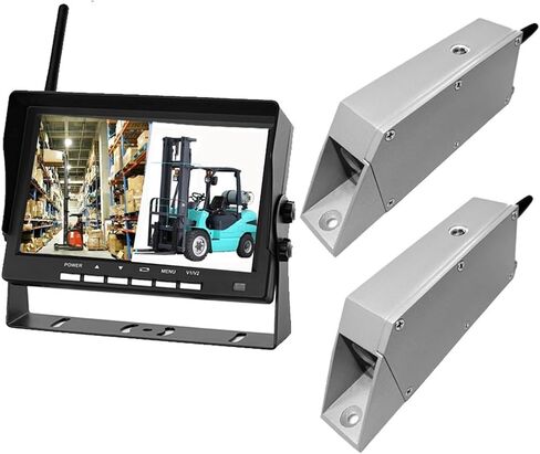 Wireless Forklift Camera Monitor System Waterproof IP69 720P Powerful Magnetic Camera Forklift Camera Safety Forklift for Truck(7 inch display 2CAM) in Kuwait