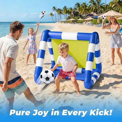 Funscape Kids Soccer Pool Toy، 2 في 1 قابل للنفخ لهدف كرة القدم وكرة إرم المياه، لعبة كرة قدم للأطفال في الهواء الطلق في الفناء الخلفي، هدية لحفلات حمام السباحة الصيفية 3 4 5 6 7 8 10 12 عامًا صبي فتاة في سن المراهقة in Kuwait