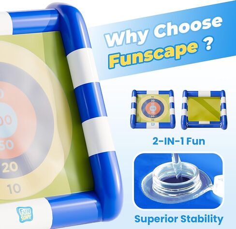 Funscape Kids Soccer Pool Toy، 2 في 1 قابل للنفخ لهدف كرة القدم وكرة إرم المياه، لعبة كرة قدم للأطفال في الهواء الطلق في الفناء الخلفي، هدية لحفلات حمام السباحة الصيفية 3 4 5 6 7 8 10 12 عامًا صبي فتاة في سن المراهقة in Kuwait